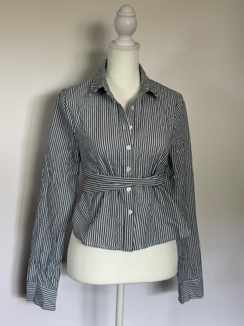 superdown Black and White Striped Button-Down Shirt